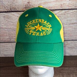 Pre Owned Green and Yellow Luckenbach Texas Trucker Mesh Adjustable Hat
